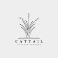 Minimalist cattails line art logo vector illustration design Royalty Free Stock Photo