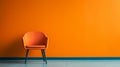 Minimalist Chair Against Vibrant Orange Wall