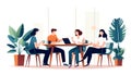 Minimalist character group of people sitting at a table, AI generated Royalty Free Stock Photo