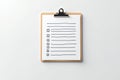 Minimalist Checklist on Clipboard with Marked Box Against Clean White Backdrop Paper Audit and Task List Document Concept for Royalty Free Stock Photo