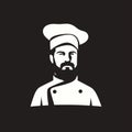 Minimalist Chef Icon: Black And White Portrait In Whistlerian Style