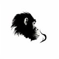 Minimalist Chimp Portrait With Tobacco Symbol In Yupik Art Style