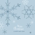 Minimalist Christmas flyer/card template with geometry snow flakes background