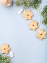 Minimalist Christmas gingerbread cookies frame. Royalty Free Stock Photo