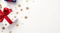 Minimalist Christmas Present Boxes And Stars On White Background Royalty Free Stock Photo