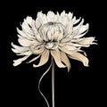 Minimalist Chrysanthemum Flower Illustration On Black Background