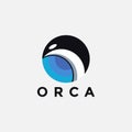 Minimalist circle jumping orca logo icon vector template Royalty Free Stock Photo