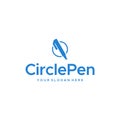 minimalist CirclePen stylograph blue logo design Royalty Free Stock Photo