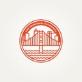 minimalist City San Francisco, state of California emblem line art icon logo vector illustration design. simple modern golden gate Royalty Free Stock Photo