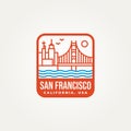 minimalist City San Francisco, state of California emblem line art icon logo vector illustration design. simple modern landmarks Royalty Free Stock Photo