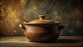 Minimalist Clay Cooking Pot A Stunning Still Life Featuring Earthenware Ceramic and Rustic Kitchenware for Food Royalty Free Stock Photo