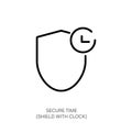 Secure Time Icon: Shield with Clock Symbol Royalty Free Stock Photo
