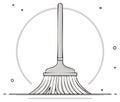 Minimalist cleaning broom illustration with subtle sparkle elements Royalty Free Stock Photo