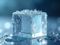 Minimalist Clear Ice Cube with Water Droplets Cool Refreshment Royalty Free Stock Photo