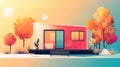minimalist clear infographic of abstract tiny home visualization Royalty Free Stock Photo