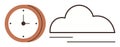 Minimalist Clock and Cloud Illustration Representing Time and Weather Concepts Royalty Free Stock Photo