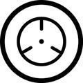 Minimalist clock face showing two o clock with thick outline is isolated on white background, suitable for various time