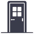 Minimalist closed front door icon with four windows vector graphic illustration Royalty Free Stock Photo