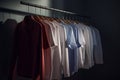 Minimalist clothes rack with vibrant shirts, showcasing balance, harmony, and intricate details.