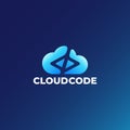 minimalist cloud coding label logo vector illustration design. simple modern coding, programmer, developer logo concept