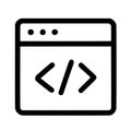 Minimalist code symbol inside a browser window line icon for web development and programming Royalty Free Stock Photo