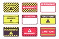 Minimalist Collection of Blank Warning and Caution Sticker Design Template Set