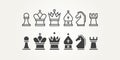 Minimalist collection of chess piece design element logo template vector illustration design. simple king, queen, rook, bishop, Royalty Free Stock Photo