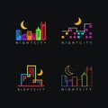 Minimalist colorful cityscape building logo icon vector template set