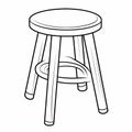 Minimalist Coloring Page Of A Stool In Mamiya Rb67 Style