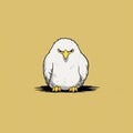 Minimalist Comic Art: White Eagle On Yellow Shirt