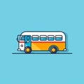 Minimalist Comic-Style Flat Design Icon of a Decorated Bus for Logos and Lists. Generative AI