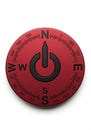 A minimalist compass depicted on a red, circular background. The Royalty Free Stock Photo