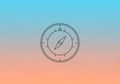 A minimalist compass icon is centered Royalty Free Stock Photo