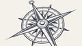 Minimalist Compass Rose Directional Icon, vector design Generative AI Royalty Free Stock Photo