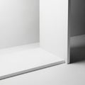 Minimalist White Studio Corner with Geometric Planes and Soft Shadows background Royalty Free Stock Photo
