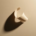A minimalist composition features a curled strip of beige paper casting a shadow on Royalty Free Stock Photo
