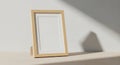 Empty picture frame casting shadows on a light-colored surface and wall illustration Royalty Free Stock Photo