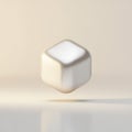 A minimalist composition featuring a floating white rounded cube casting a soft shadow Royalty Free Stock Photo
