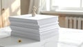 Stack of White Paper with Delicate Dried Flowers Royalty Free Stock Photo