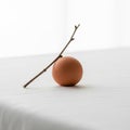 Composition featuring a single brown egg positioned on a white textured Royalty Free Stock Photo