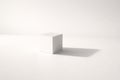 Minimal White Cube with Soft Shadow on Clean Background Royalty Free Stock Photo
