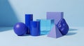 Abstract geometric shapes in blue and purple tones on a light blue background with soft lighting Royalty Free Stock Photo