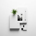 Minimalist composition featuring a white geometric arrangement of rectangular Royalty Free Stock Photo