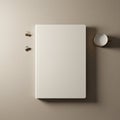 A minimalist composition on a textured beige surface. A plain, white hardcover Royalty Free Stock Photo