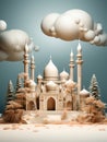 3d Islamic eid mubarak eid al adha mosque elements on minimalistic background Royalty Free Stock Photo
