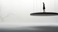 Minimalist Conceptual Sculpture: Woman On Suspended Ball With Ring
