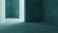 Minimalist concrete interior with soft blue light and geometric architectural forms Royalty Free Stock Photo
