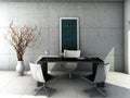 Minimalist concrete office interior