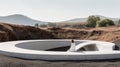 Minimalist Concrete Platform With Candice Swanepoel At Mount Etna Crater Landscape