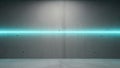 Minimalist concrete wall with horizontal bright cyan neon light line Royalty Free Stock Photo
